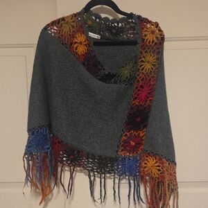 Baby ALPACA Multicolor Crochet Trim Women's Sweater